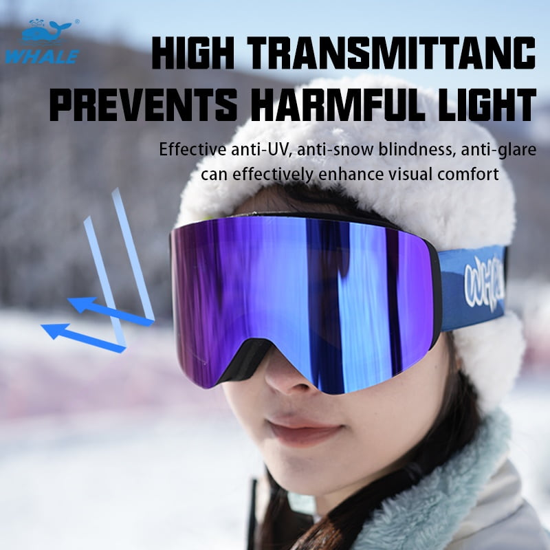 Magnetic lens ski goggles