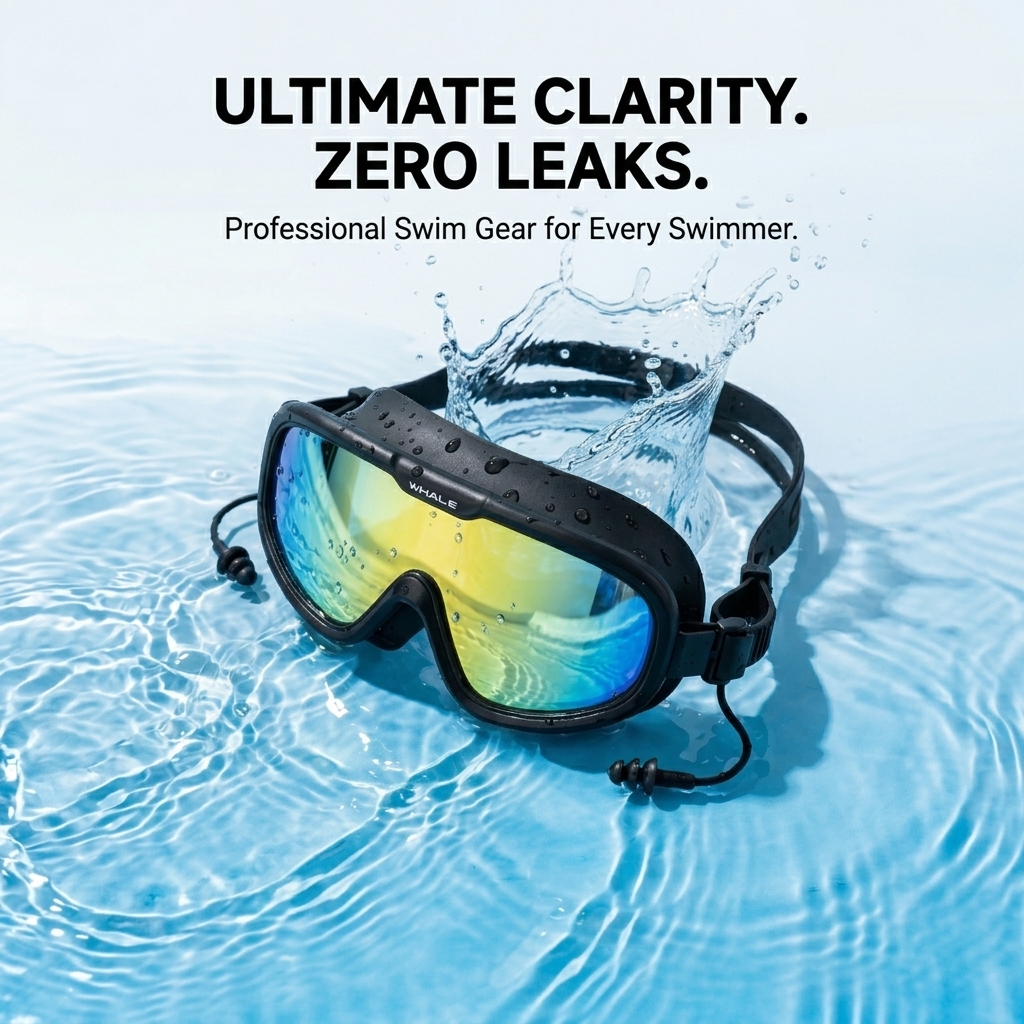WHALE 8800 adult swim goggles with integrated earplugs