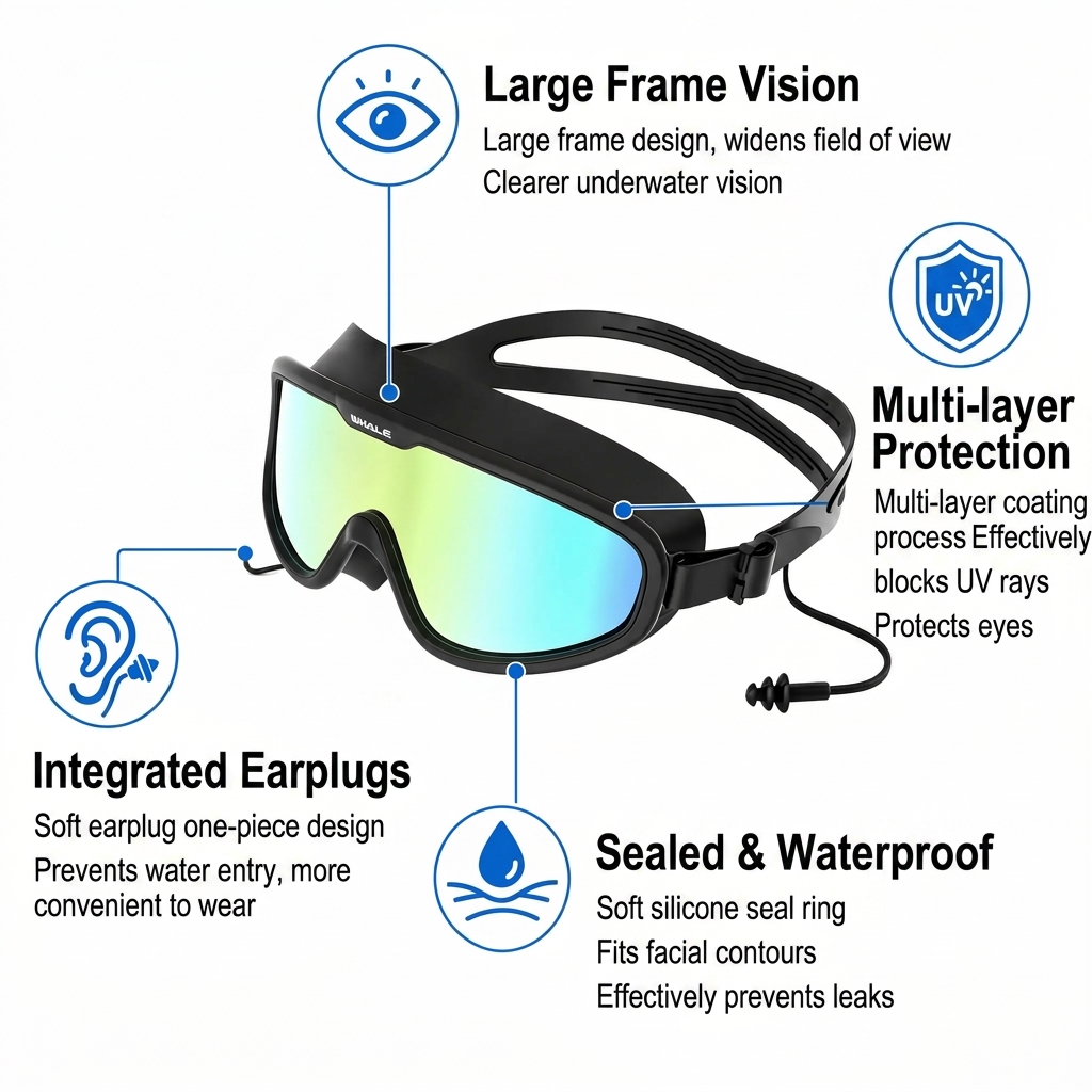 WHALE 8800 integrated earplugs and waterproof seal