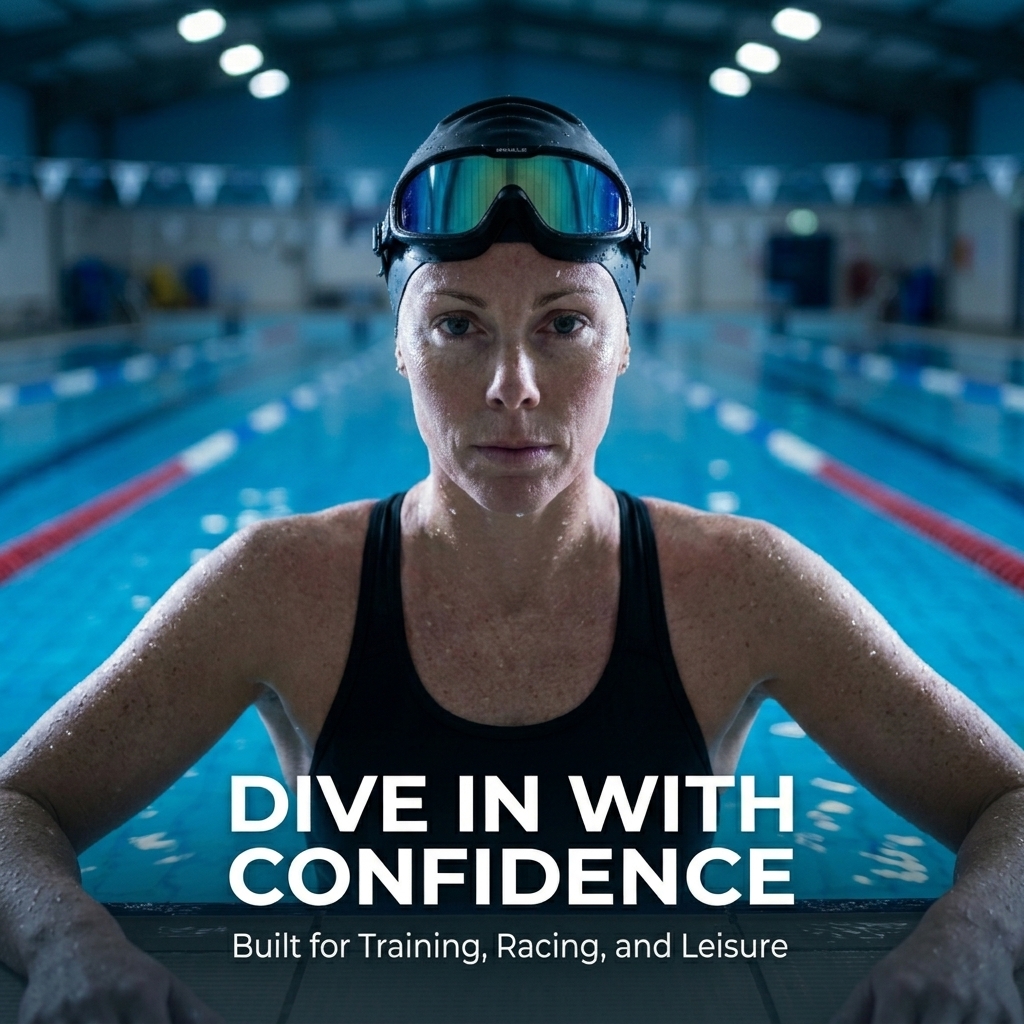 Adult swimmer wearing WHALE 8800 goggles