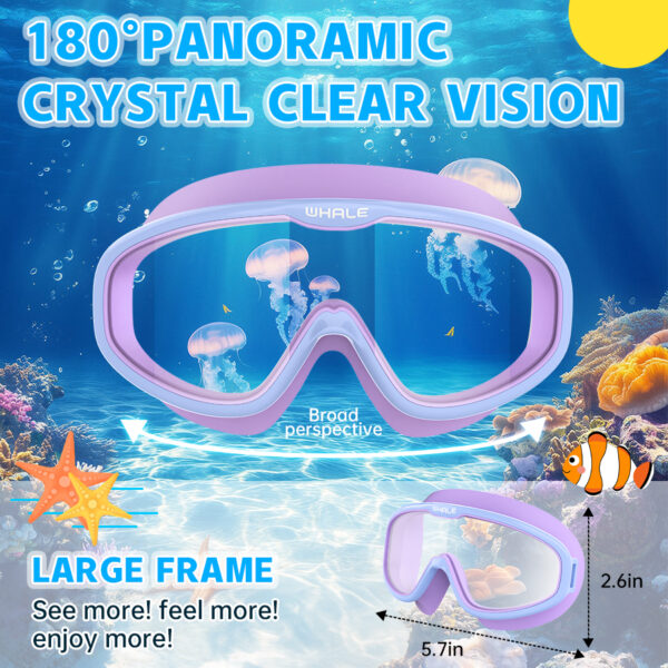 WHALE 9000 kids swim goggles with panoramic lens