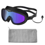 WHALE 9000 MM-9001 black blue mirror kids swim goggles